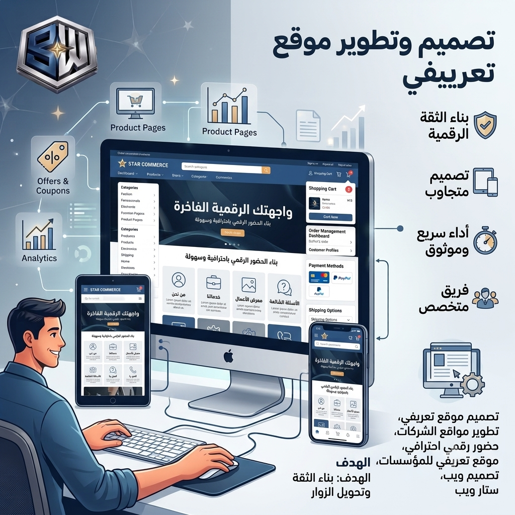 تصميم وتطوير موقع تعريفي