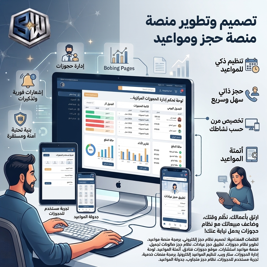 تصميم وتطوير منصة حجز ومواعيد